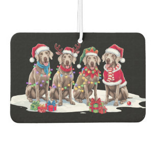 Weimaraner Santa hat antlers elf Christmas lights Air Freshener
