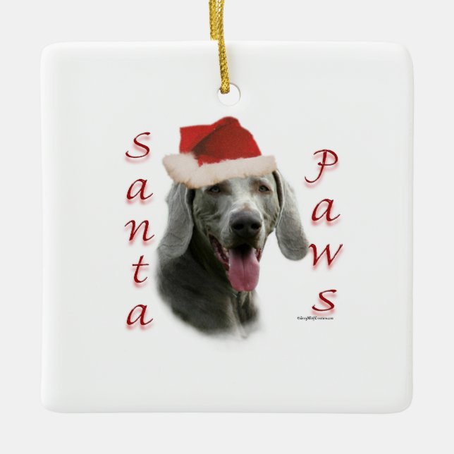 Weimaraner Santa Paws Ceramic Ornament (Front)
