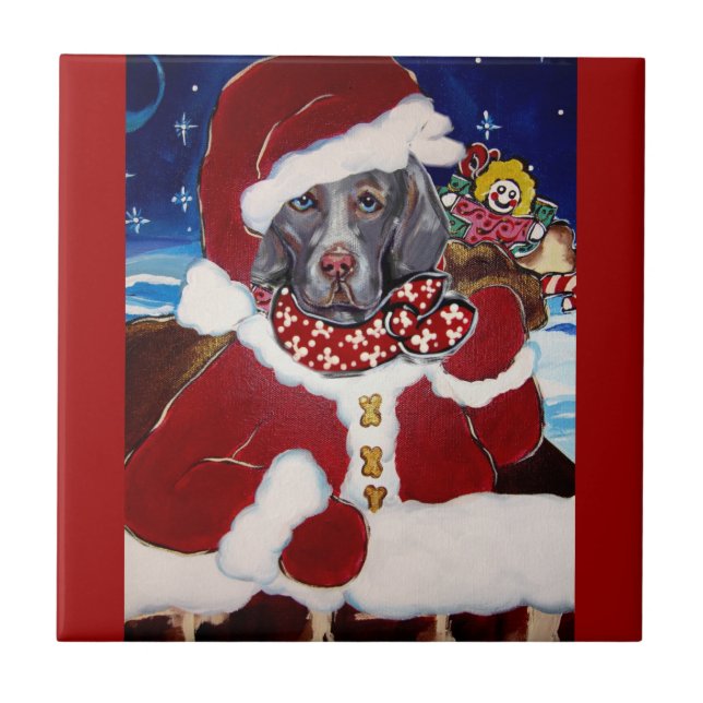 Weimaraner Santa Tile (Front)