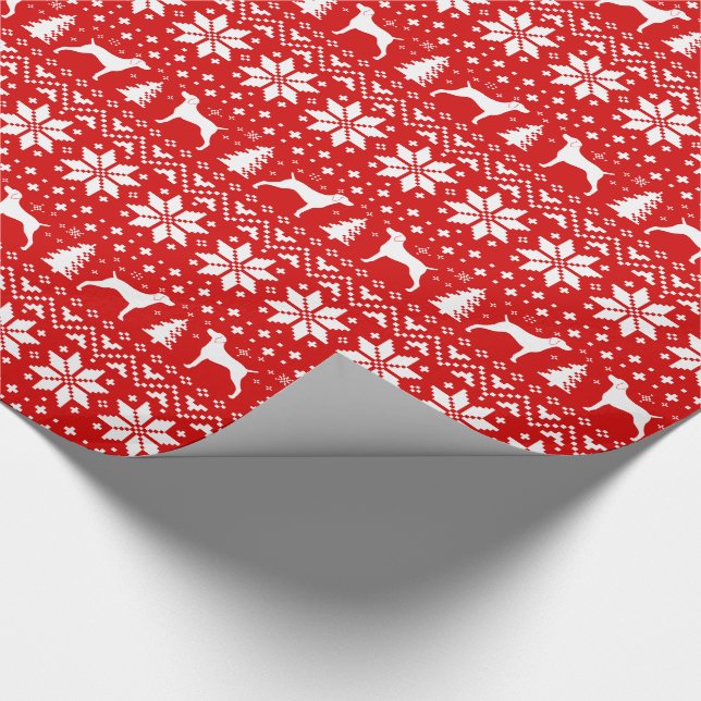 Weimaraner Silhouettes Dogs Christmas Holiday Wrapping Paper (Corner)