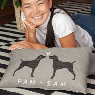 Weimaraner Silhouettes Love - Personalize Lumbar Pillow