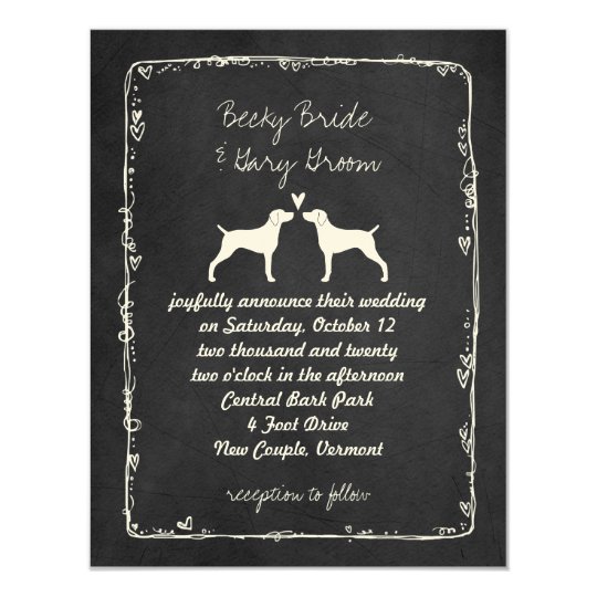 Weimaraner Silhouettes Wedding Announcement