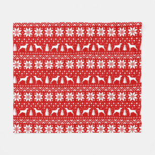 Weimaraner Silhouettes   Weim Dogs Christmas Fleece Blanket