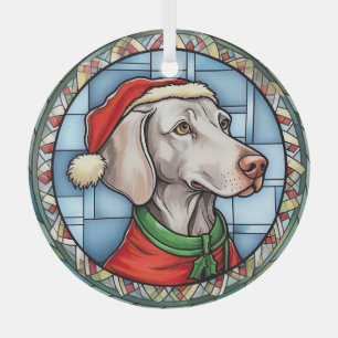 Weimaraner Stained Glass Christmas Ornament