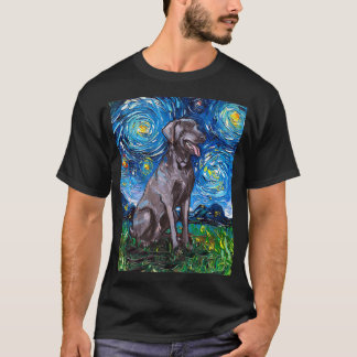 Weimaraner Starry Night Impressionist Dog Art by A T-Shirt