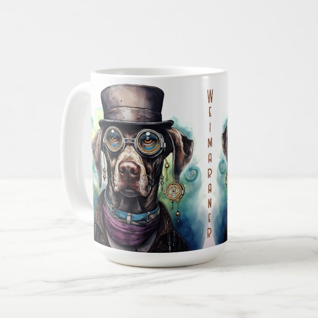 Weimaraner Steampunk Dog Coffee Mug (Front Left)