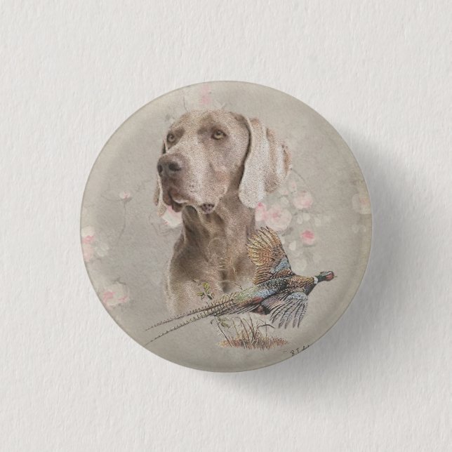 Weimaraner Tapestry Poster Acrylic Print 1 Inch Round Button (Front)