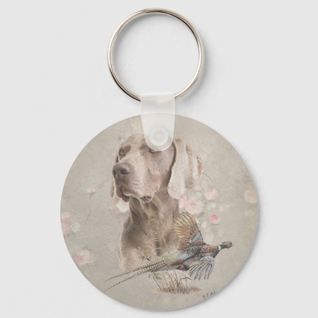 Weimaraner Tapestry Poster Acrylic Print Button Keychain (Front)