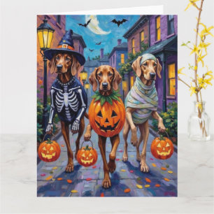 Weimaraner Trick-or-Treating in Halloween Costumes Card