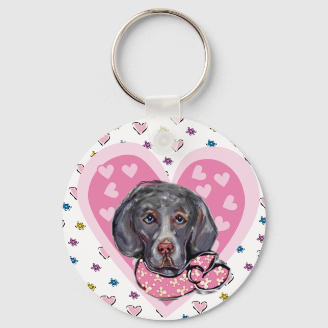 Weimaraner Valentine Keychain (Front)