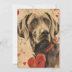 Weimaraner Vintage Valentine's day Holiday Card