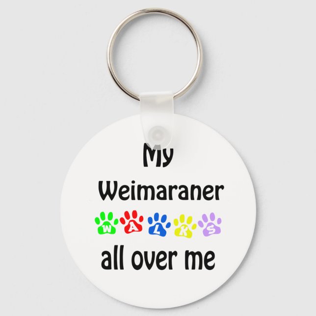 Weimaraner Walks Design Keychain (Front)