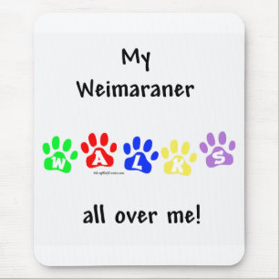 Weimaraner Walks Mouse Pad