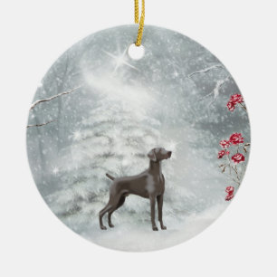 Weimaraner Winter Ornament