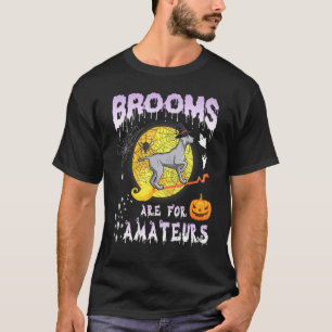 Weimaraner Witch Flying On Moon Brooms Are For Ama T-Shirt