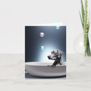 Weimaraner With Bubbles Greeting Card