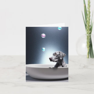 Weimaraner With Bubbles Greeting Card