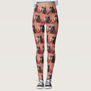 Weimaraner with Heart Roses Valentine's Day  Leggings