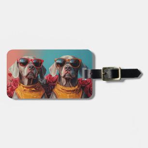 Weimaraner with Heart Roses Valentine's Day Luggage Tag
