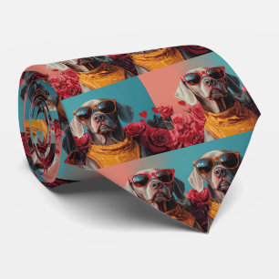 Weimaraner with Heart Roses Valentine's Day  Tie