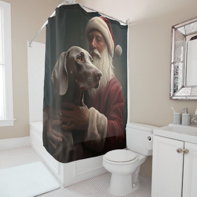 Weimaraner With Santa Claus Festive Christmas (In Situ)