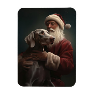 Weimaraner With Santa Claus Festive Christmas Magnet
