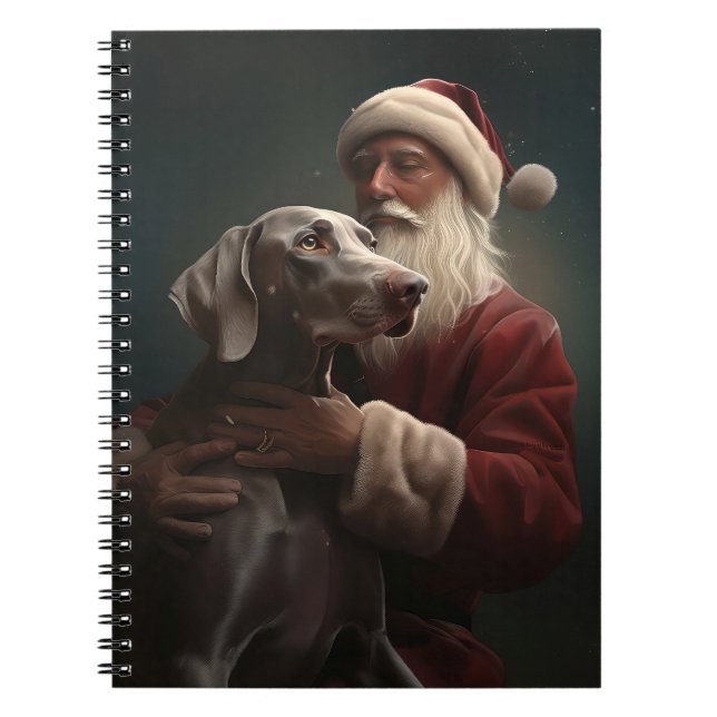 Weimaraner With Santa Claus Festive Christmas Notebook (Front)