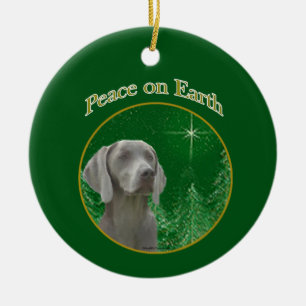 Weimeraner Peace on Earth Keychain Ceramic Ornament