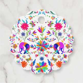 Weims, Rabbits, & Birds Otomi styled pattern  Favour Tags