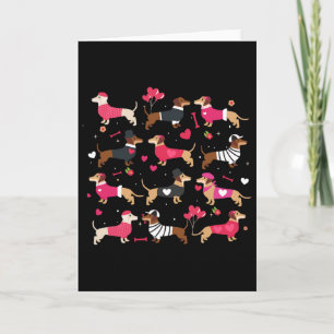 Weiner Dachshund In Dog Dress Hearts Happy Valenti Card