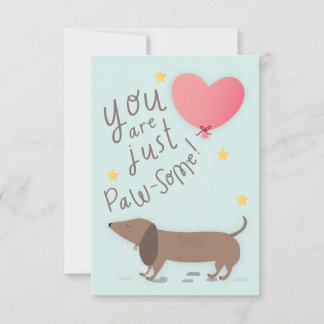 Weiner Dog & Balloon Valentine's Day Card