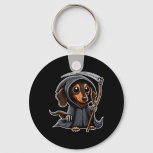 Weiner Dog Halloween Dachshund Grim Reaper Keychain