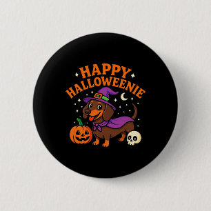 Weiner Dog Witch Happy Halloweenie Cute Halloween 2 Inch Round Button