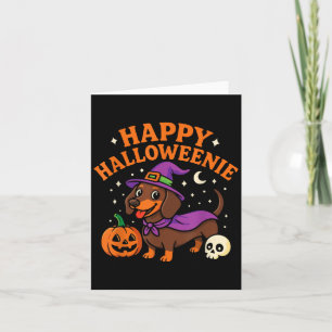 Weiner Dog Witch Happy Halloweenie Cute Halloween  Card