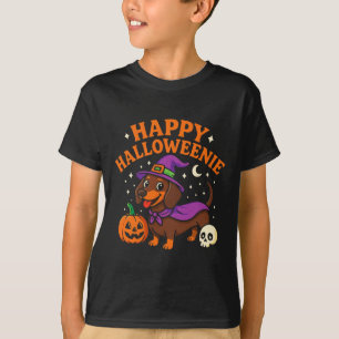 Weiner Dog Witch Happy Halloweenie Cute Halloween T-Shirt