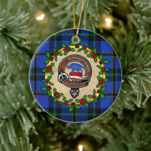 Weir Clan Badge & Tartan Personalized Christmas Ceramic Ornament