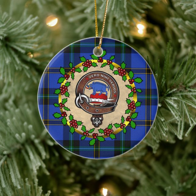 Weir Clan Badge & Tartan Personalized Christmas Ceramic Ornament (Tree)