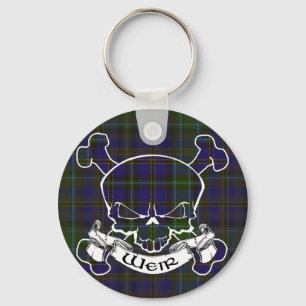 Weir Tartan Skull Keychain