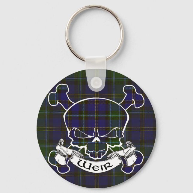 Weir Tartan Skull Keychain (Front)