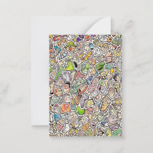 Weird Cartoon Faces Color Pencil Card