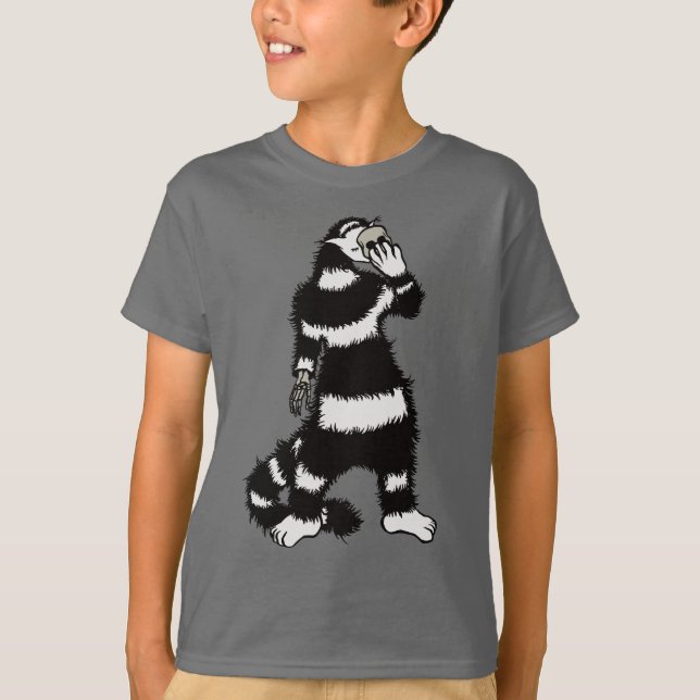Weird Cat Skull Mask Whimsical Gothic T-Shirt (Front)