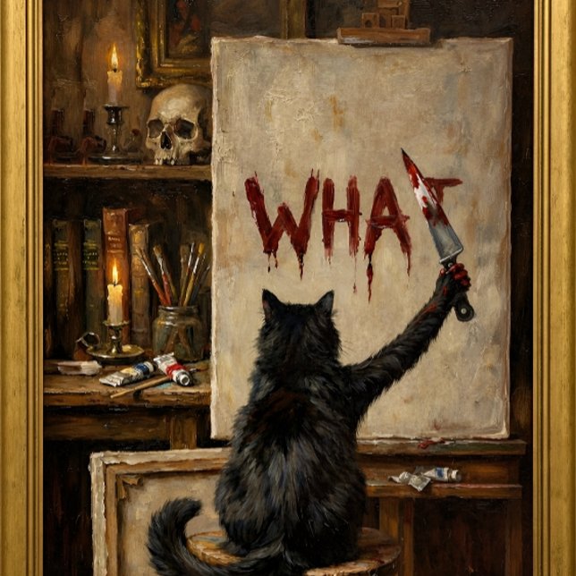 weird cats in renaissance paintings Black Cat What iPhone Case (Creator Uploaded)