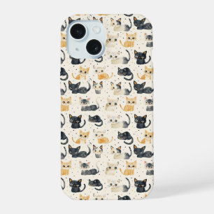 Weird Cats Pattern iPhone 15 Case