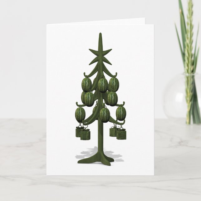 Weird Christmas Melon Tree Holiday Card (Front)