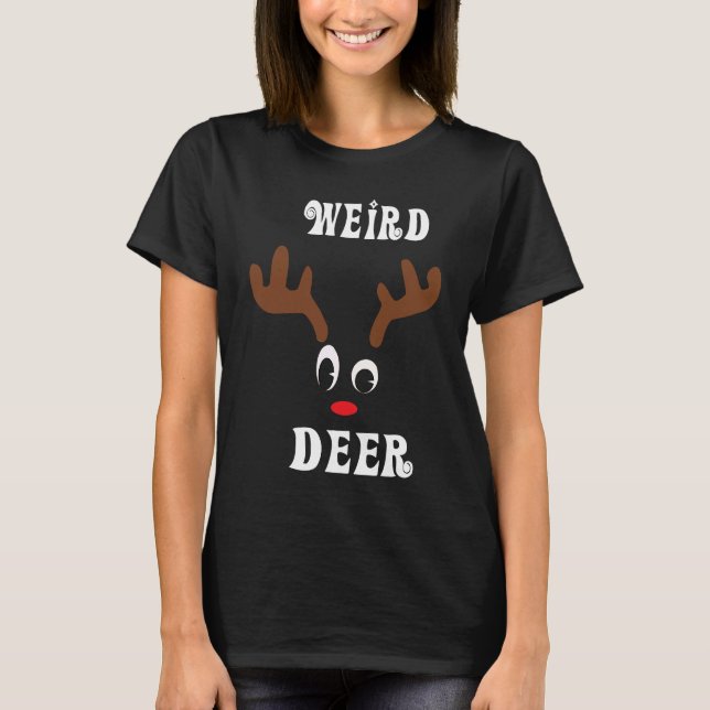 Weird Christmas Reindeer Angler Hunt Deer Elk T-Shirt (Front)