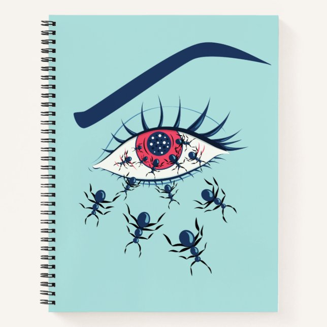 Weird Creepy Red Eye Art With Crawling Ants Notebook (Front)