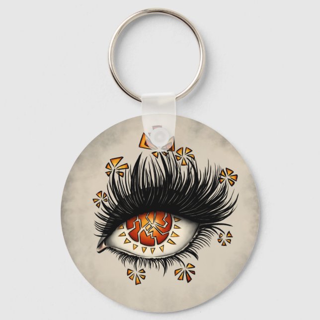 Weird Eye Of Lava Digital Art Keychain (Front)