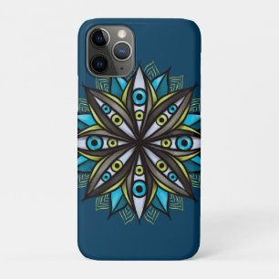 Weird Eyes Mandala Art - Trippy Flower Blue Green iPhone 11 Pro Case