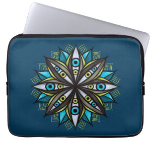 Weird Eyes With Double Iris Flower Mandala Laptop Sleeve