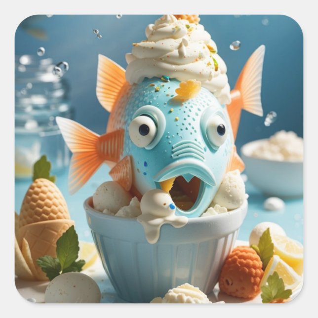 Weird Fish Party Desert Square Sticker (Front)